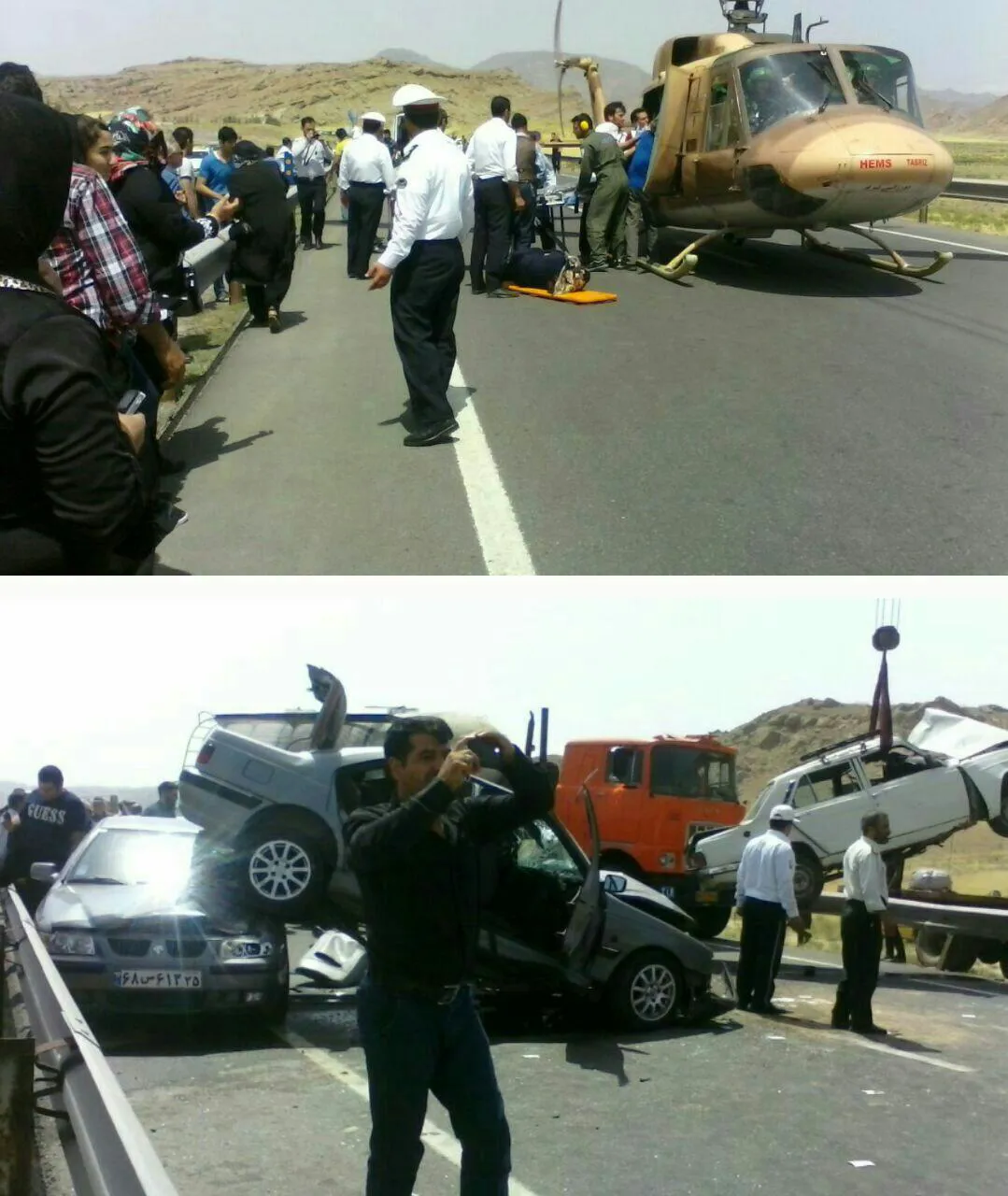 تصادف جاده اهر,بالگرد اورژانس را به صحنه حادثه کشاند