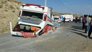 واژگونی اتوبوس در جاده اهر-انجرد