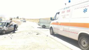 برخورد شدید پیکان وانت با پراید در جاده قدیم باسمنج بطرف پلیس راه