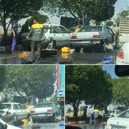 برخورد سه دستگاه خودرو مقابل پارک حجاج در تبریز