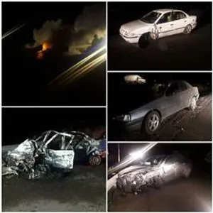 تصادف زنجیره ای در محور میانه میاندواب